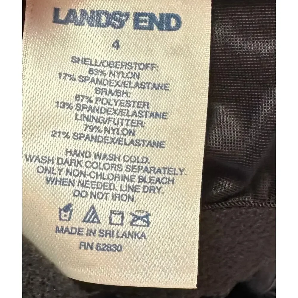 Lands' End Chlorine Resistant Swim Dress Black Hidden Shorts Size 4